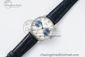 MIROTIME 0413 ZeroBulk Portuguese Real PR IW500715 SS AZF 1:1 Best Edition White Blue Dial on Blue Leather Strap A 7034